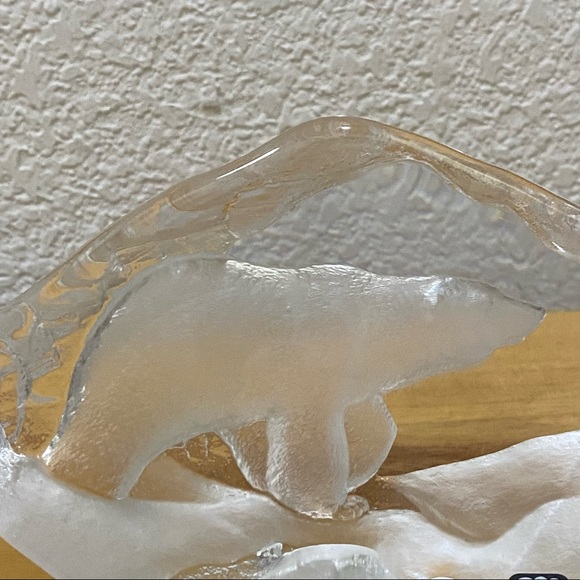 Mats Jonasson Sweden Full Lead Crystal Clear Polar Bear Signed Paperweight - Picture 2 of 12